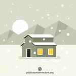 Huis in winterseizoen