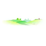 Landscape view with two silhouettes vector clip art