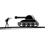 Man against tank vector graphics