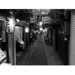 Japanese street in black and white