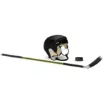 Ice hockey stick, cap and puck vector image