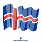 Waving flag of Iceland