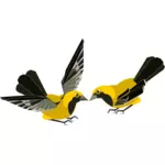 Vectorul miniaturi de pasăre galben şi negru