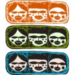 Illustration vectorielle de décorations de trois têtes d'oeil tribal