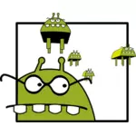 Flying green characters vector clip art