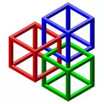 Vector afbeelding van kleurrijke kubussen vastgebonden-up vormen een optische illusie