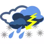 Vektorgrafikk av regn, snø og torden Vær farge kartsymbol
