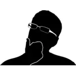 Silhouette vector clip art of thinking guy