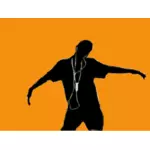 Vector image of boy with ipod