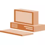Brown desktop computer vector clip art