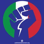 Итальянский флаг сжат кулаком
