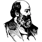 Vector clip art of bald man with a beard