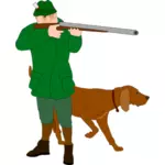 Hunter with scent hound vector clip art