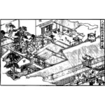 Японский двор сад векторные картинки