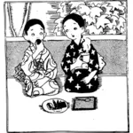 日本の子供たちのベクトル描画