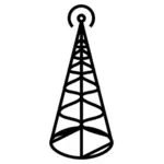 Antena del transmisor de radio con la ilustración vectorial base redonda