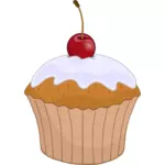 Färgglada muffin med körsbär på toppen vektorgrafik