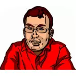 Vector Illustrasjon av mann med briller og rød skjorte