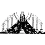Prinsessa Ruusuke mustavalkoisessa vektori clipart-kuvassa