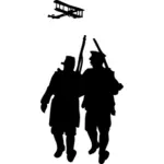 Vector clip art of two soldiers