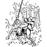 Vector illustration of soldier attack in ambush