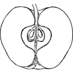 Vector illustraties van segment van een appel in zwart-wit