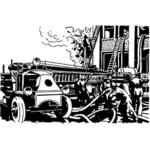 Vieux style feu camion d'urgence vector image