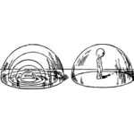 Vector image of man under glass bubble