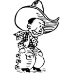 Grafica vectoriala de copil de cowboy fericit desene animate