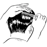 Barber combing hair vector illustration