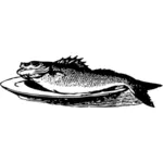 Vektorgrafiken von ganzem Fisch auf Teller