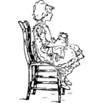 Menina sentada em uma cadeira