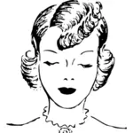 50s woman with closed eyes vector graphics
