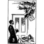 Vector clip art of man falling off ceiling