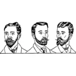 Vectorafbeeldingen van drie mannen met snorren