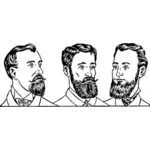 तीन दाढ़ी वाले आदमी के ड्राइंग वेक्टर