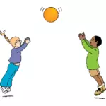 Vector graphics of kids playing handball
