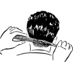 Imagem vetorial de rapaz arrumando o cabelo na parte de trás