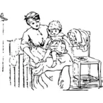 गृहिणी चित्रण वेक्टर उसकी गोद में एक बच्चे के साथ