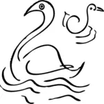 Outline drawing of swan