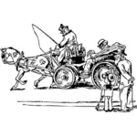 Horses pulling carriage vector graphics