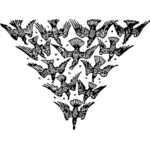 Vector image of triangle of birds