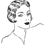 50s lady with short hair vector drawing