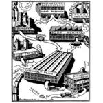 Illustrazione vettoriale di fabbrica automobili