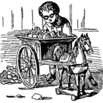 Boy loading a cart vector illustration