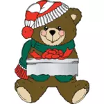 Christmas Bear with present vector