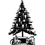 וקטור עץ חג המולד בשחור-לבן