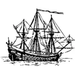 Genoese Carrack boat form 16th century vector drawing
