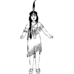 美洲原住民女孩矢量插画