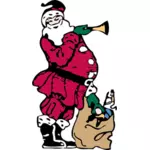 Санта Клаус и его игрушка сумка вектор